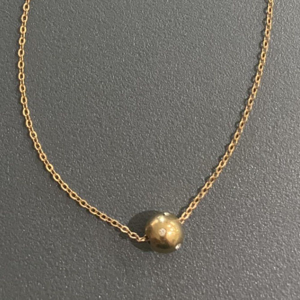 Avon Floating Gold and Crystal ball necklace 16"